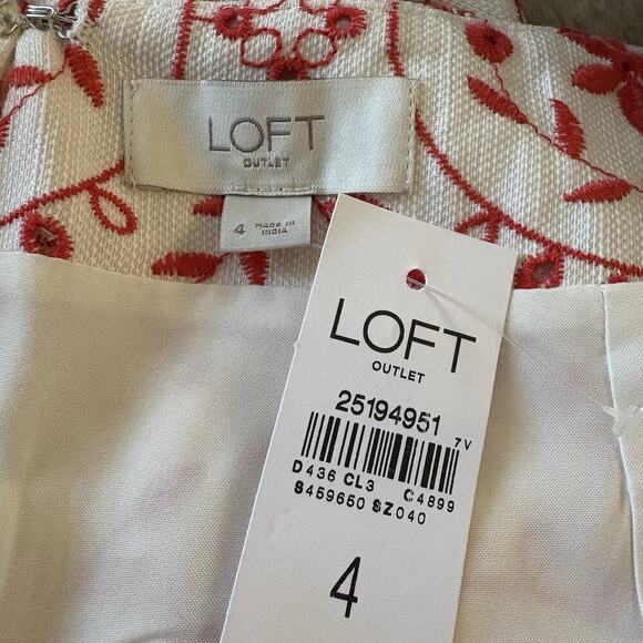 NWT Ann Taylor Loft Orange White Eyelet Lace Skirt‎ Womens Size 4 (601) - Picture 4 of 5